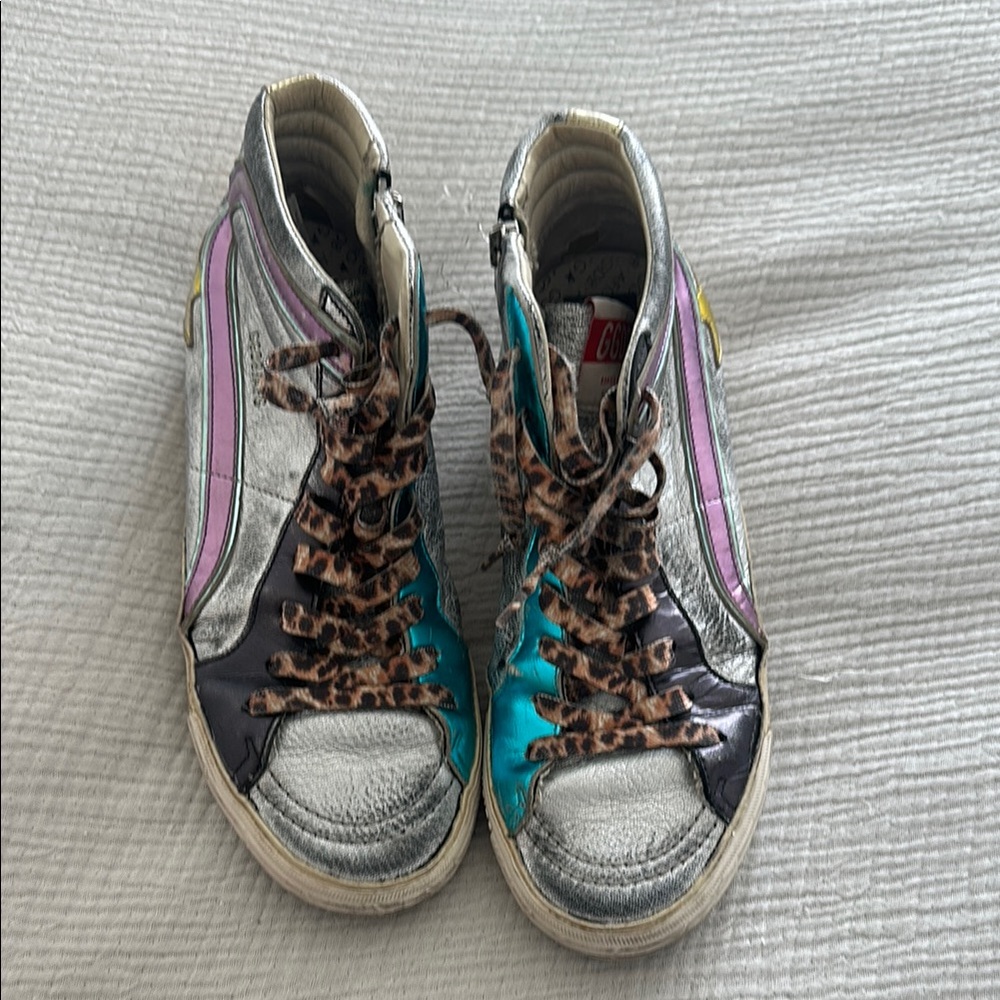 Golden Goose Silver High-Top Sneakers